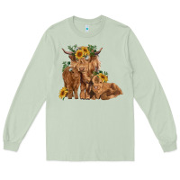 Matcha highland cow family Long Sleeve Tee - RanaPortraitStore