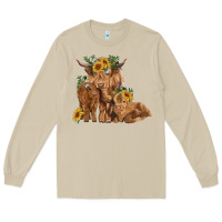 Mushroom highland cow family Long Sleeve Tee - RanaPortraitStore