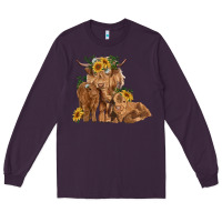 Plum highland cow family Long Sleeve Tee - RanaPortraitStore