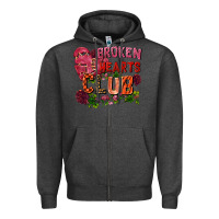 Charcoal Heather broken heart club Zipper Hoodie - FaDigitalArtStudio