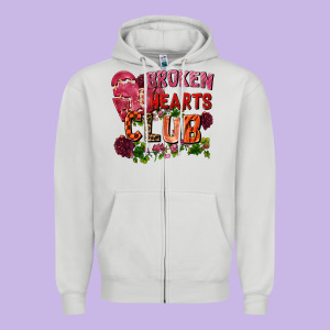 Broken Heart Club Zipper Hoodie Designed By Fadigitalartstudio