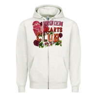 Oatmeal Heather broken heart club Zipper Hoodie - FaDigitalArtStudio