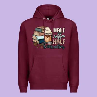 Half Coffee Half Bookworm Premium Hoodie Designed By Maliassmallbusiness