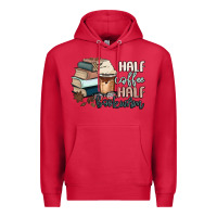 Cardinal half coffee half bookworm Premium Hoodie - MaliasSmallBusiness