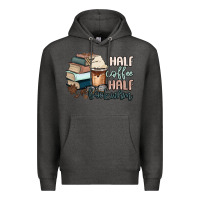 Charcoal Heather half coffee half bookworm Premium Hoodie - MaliasSmallBusiness