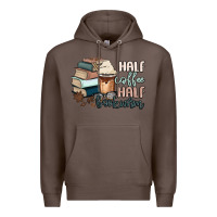Coffee half coffee half bookworm Premium Hoodie - MaliasSmallBusiness