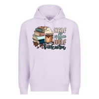 Lilac half coffee half bookworm Premium Hoodie - MaliasSmallBusiness