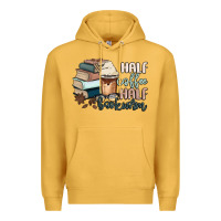 Mustard half coffee half bookworm Premium Hoodie - MaliasSmallBusiness