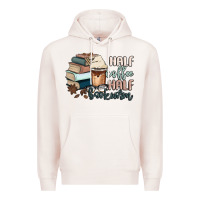 Pale Pink half coffee half bookworm Premium Hoodie - MaliasSmallBusiness