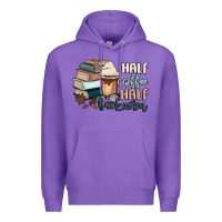 Purple half coffee half bookworm Premium Hoodie - MaliasSmallBusiness
