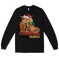 Black christmas with my family highland cow cattle and calves Long Sleeve Tee - RanaPortraitStore