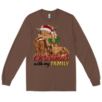 Chestnut christmas with my family highland cow cattle and calves Long Sleeve Tee - RanaPortraitStore