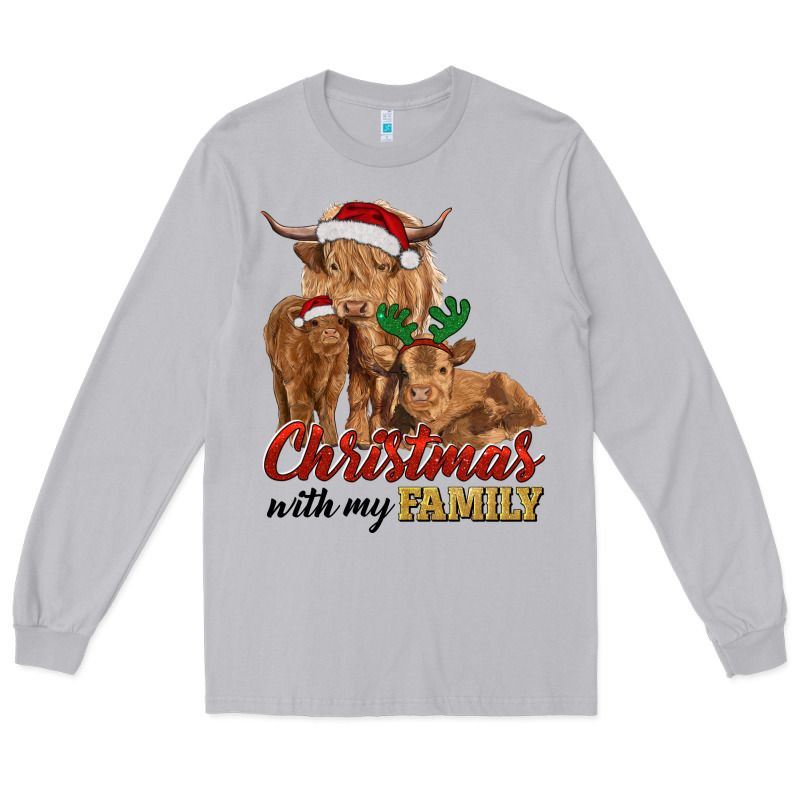 Christmas With My Family Highland Cow Cattle And Calves Long Sleeve Tee by RanaPortraitStore | Teevron