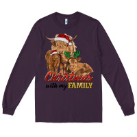 Plum christmas with my family highland cow cattle and calves Long Sleeve Tee - RanaPortraitStore