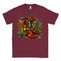 Burgundy christmas cowboy boots Classic Tee - RanaPortraitStore