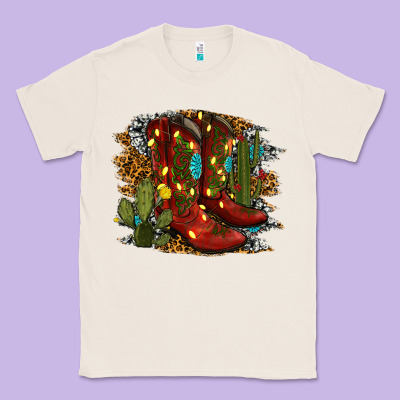 Christmas Cowboy Boots Classic Tee Designed By Ranaportraitstore