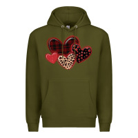 Army Green leopard hearts Premium Hoodie - MaliasSmallBusiness
