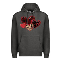 Charcoal Heather leopard hearts Premium Hoodie - MaliasSmallBusiness