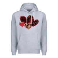 Heather Grey leopard hearts Premium Hoodie - MaliasSmallBusiness