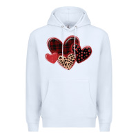 White leopard hearts Premium Hoodie - MaliasSmallBusiness