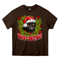Chocolate Brown meowy christmas Heavy Core Tee - CowhideDigitalArt