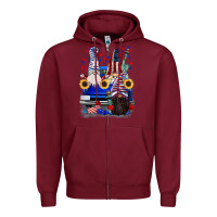 Burgundy 4th of July gnomes truck Zipper Hoodie - CowGirlArtShop