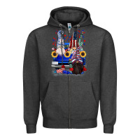 Charcoal Heather 4th of July gnomes truck Zipper Hoodie - CowGirlArtShop