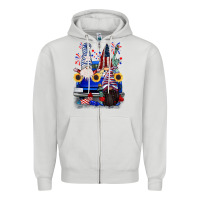 Dove Grey 4th of July gnomes truck Zipper Hoodie - CowGirlArtShop