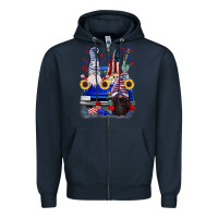 Navy 4th of July gnomes truck Zipper Hoodie - CowGirlArtShop