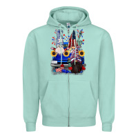 Seafoam 4th of July gnomes truck Zipper Hoodie - CowGirlArtShop