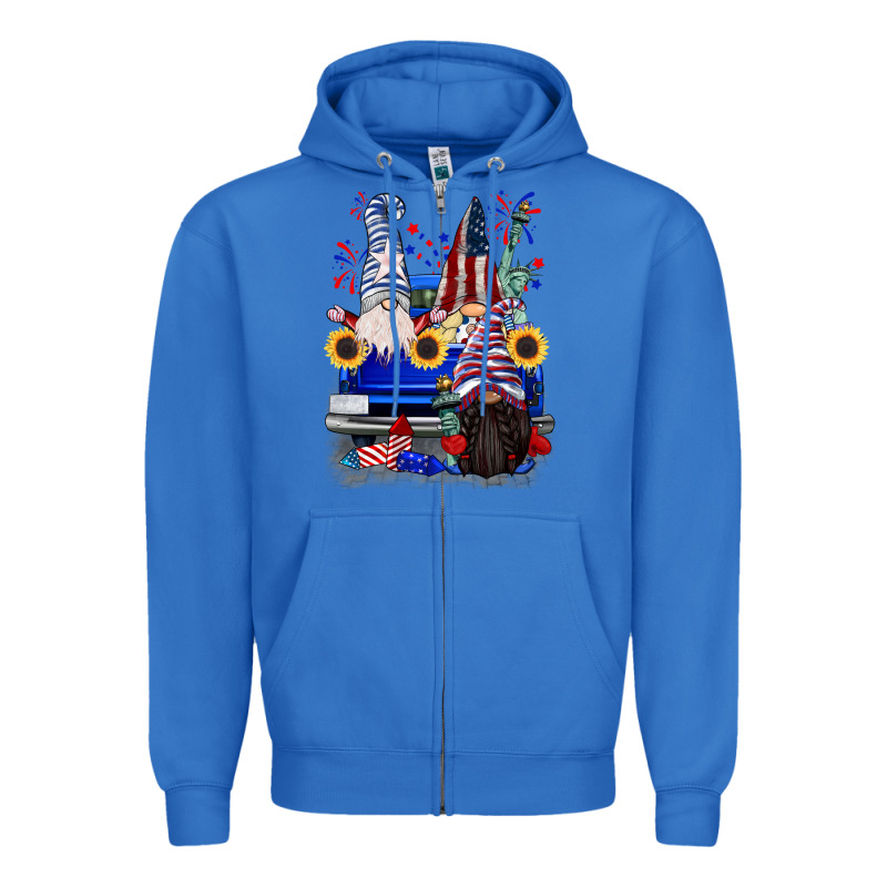 4th Of July Gnomes Truck Zipper Hoodie by CowGirlArtShop | Teevron