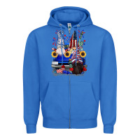 True Royal 4th of July gnomes truck Zipper Hoodie - CowGirlArtShop