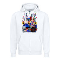 White 4th of July gnomes truck Zipper Hoodie - CowGirlArtShop