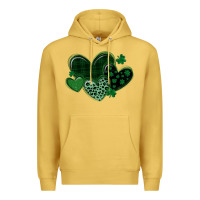 Antique Gold leopard hearts st patricks day Premium Hoodie - MaliasSmallBusiness