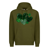 Army Green leopard hearts st patricks day Premium Hoodie - MaliasSmallBusiness