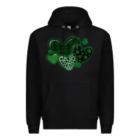 Black leopard hearts st patricks day Premium Hoodie - MaliasSmallBusiness