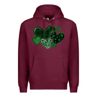 Burgundy leopard hearts st patricks day Premium Hoodie - MaliasSmallBusiness
