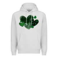 Dove Grey leopard hearts st patricks day Premium Hoodie - MaliasSmallBusiness