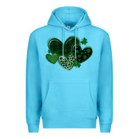 Ocean Blue leopard hearts st patricks day Premium Hoodie - MaliasSmallBusiness