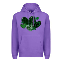 Purple leopard hearts st patricks day Premium Hoodie - MaliasSmallBusiness