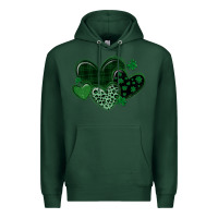 Sports Green leopard hearts st patricks day Premium Hoodie - MaliasSmallBusiness