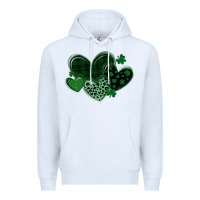 White leopard hearts st patricks day Premium Hoodie - MaliasSmallBusiness