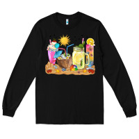Black summer drinks coffee cups Long Sleeve Tee - texasbilliewilder