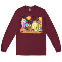 Burgundy summer drinks coffee cups Long Sleeve Tee - texasbilliewilder