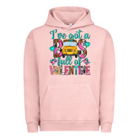 Pigment Salmon ive got a bus full of valentine Urban Hoodie - NancyCooperArtShop
