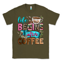 Army Green life begins after coffee Classic Tee - Zillion Design Studio