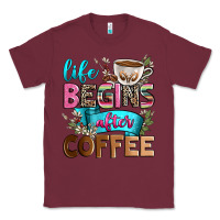 Burgundy life begins after coffee Classic Tee - Zillion Design Studio