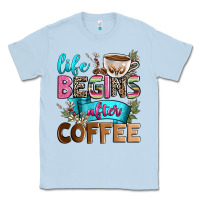 Dusty Blue life begins after coffee Classic Tee - Zillion Design Studio