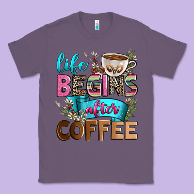Life Begins After Coffee Classic Tee Designed By Zillion Design Studio