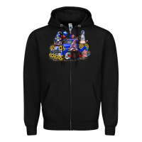 Black 4th of July gnomes with truck Zipper Hoodie - CowGirlArtShop